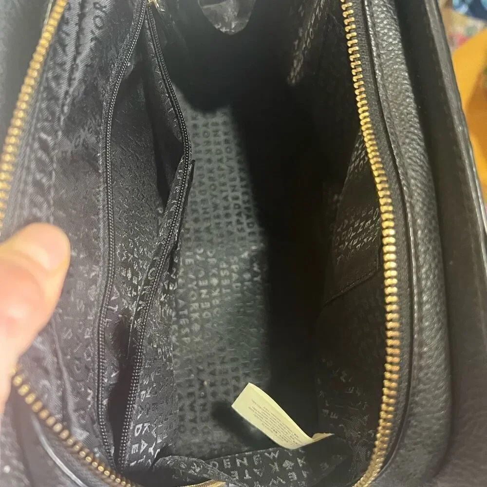 Kate Spade Grey Street Dominique Black Leather Satchel Purse Gold Hardware Tasse